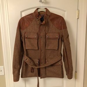Ralph Lauren Blue Label tweed and leather coat